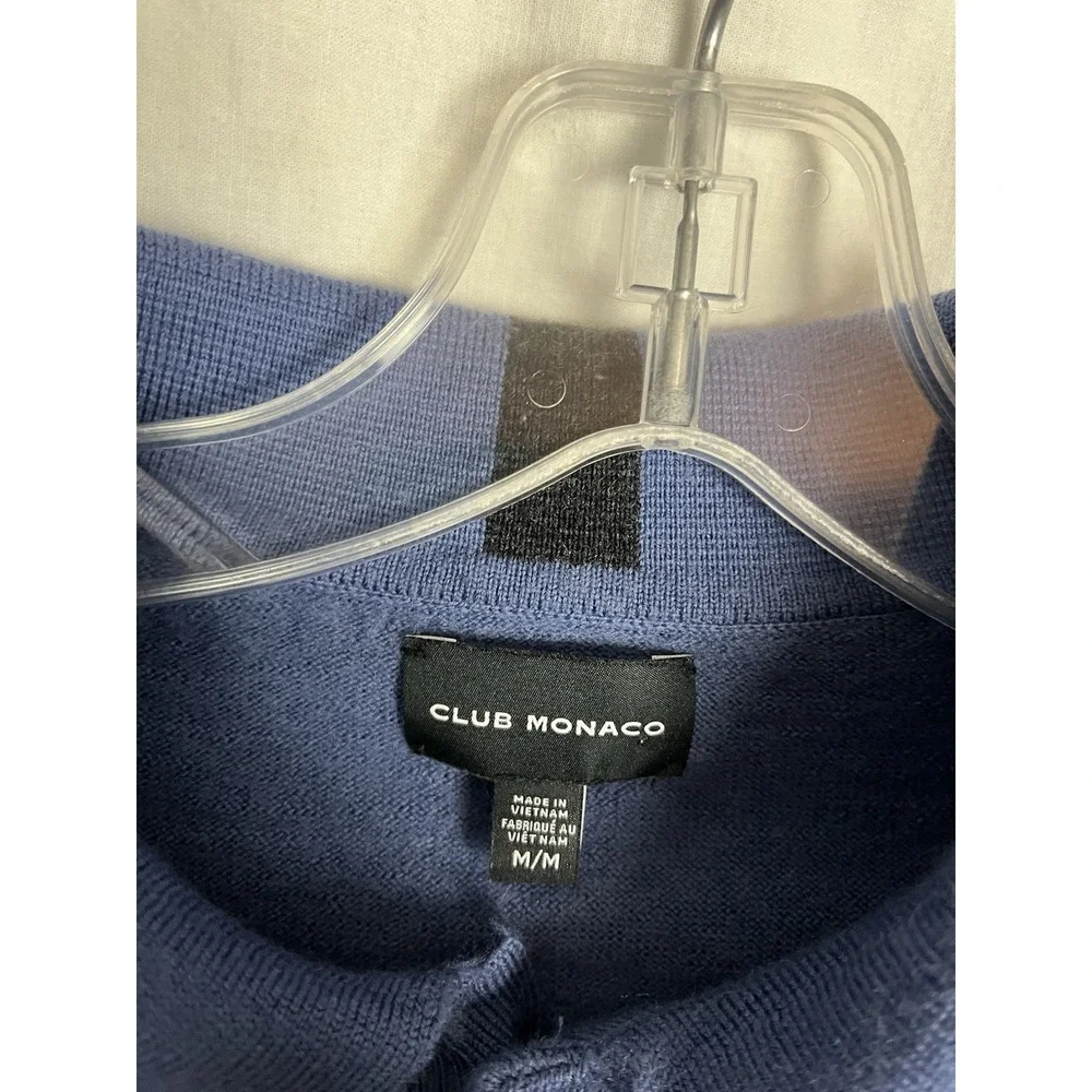 Club Room Men's‎ Size M Knit Sweater Collared Polo 100% Wool Blue